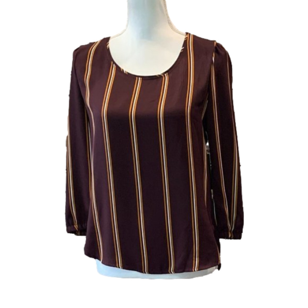 SWEET RAIN Striped Long Sleeve Blouse